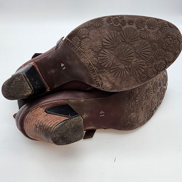 L’Artiste Leather Yarn Buckle Ankle Boots Size 9.5 EUR 41 Heeled Boho Whimsigoth - Picture 11 of 12